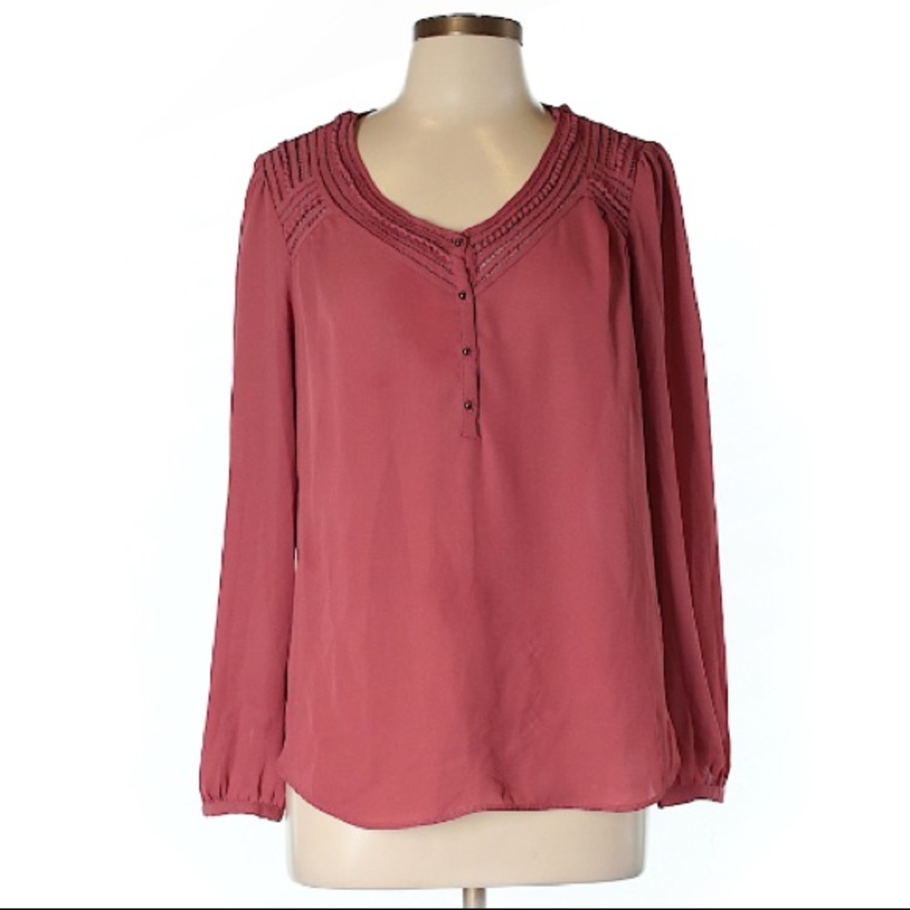 Daniel Rainn Blush Dusty Rose Pink Blouse